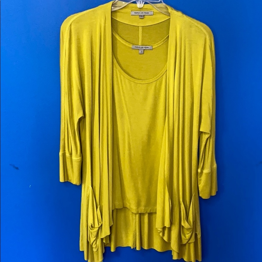 PEOPLE LIKE FRANK Sz S Gold-Green Soft Knit Jacket - Picture 8 of 8